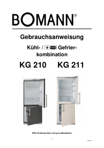 Bedienungsanleitung Bomann KG 210 Kühl-gefrierkombination