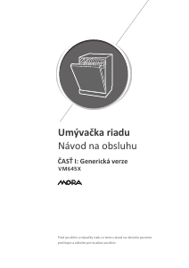 Návod Mora VM 645 X Umývačka riadu