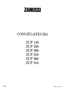 Mode d’emploi Zanussi ZCF 280 Congélateur