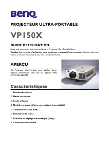 Mode d’emploi BenQ VP150X Projecteur