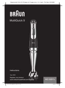 Mode d’emploi Braun MQ 9097X MultiQuick 9 Mixeur plongeant