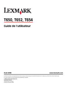 Mode d’emploi Lexmark T652 Imprimante