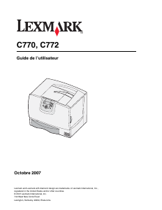 Mode d’emploi Lexmark C772n Imprimante