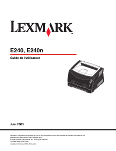 Mode d’emploi Lexmark E240 Imprimante