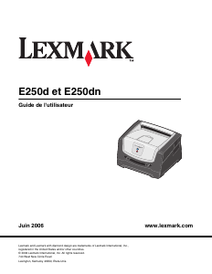 Mode d’emploi Lexmark E250d Imprimante