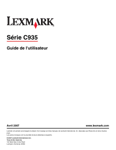 Mode d’emploi Lexmark C935dn Imprimante