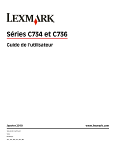 Mode d’emploi Lexmark C734dtn Imprimante