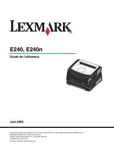 Mode d’emploi Lexmark E240n Imprimante