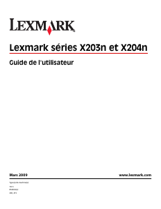 Mode d’emploi Lexmark X204n Imprimante multifonction