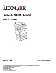 Mode d’emploi Lexmark X850e Imprimante multifonction