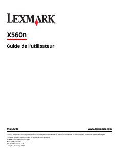 Mode d’emploi Lexmark X560n Imprimante multifonction