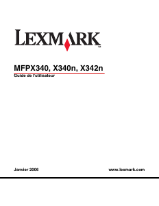 Mode d’emploi Lexmark X342n Imprimante multifonction