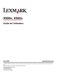 Mode d’emploi Lexmark X500n Imprimante multifonction