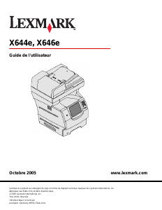 Mode d’emploi Lexmark X646e Imprimante multifonction
