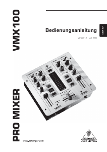 Bedienungsanleitung Behringer Pro Mixer VMX100 Mischpult