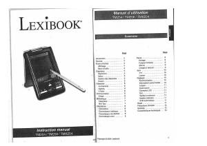 Mode d’emploi Lexibook TM254 Organiseur