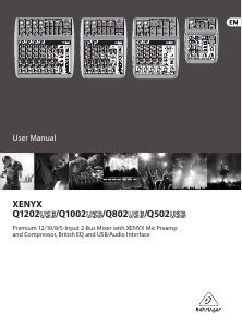 Manual Behringer Xenyx Q502USB Mixing Console