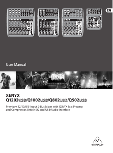 Manual Behringer Xenyx Q1002USB Mixing Console
