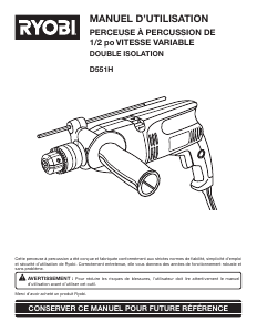 Mode d’emploi Ryobi D551H Perceuse à percussion