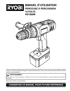 Mode d’emploi Ryobi HD1800M Perceuse à percussion