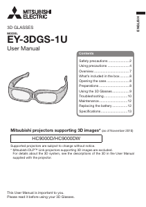 Manuale Mitsubishi EY-3DGS-1U Occhiali 3D