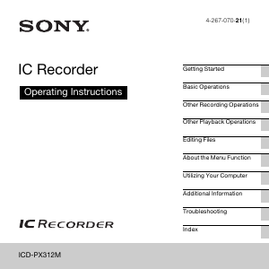 Manual Sony ICD-PX312M Audio Recorder