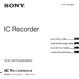 Mode d’emploi Sony ICD-SX700 Enregistreur numérique