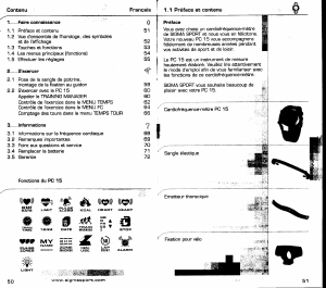 Mode d’emploi Sigma PC 15 Montre sport