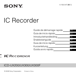 Mode d’emploi Sony ICD-UX200 Enregistreur numérique