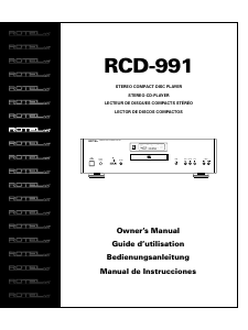 Manual de uso Rotel RCD-991 Reproductor de CD