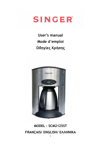 Manual Singer SCM2125ST Coffee Machine