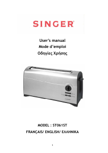 Mode d’emploi Singer ST061ST Grille pain