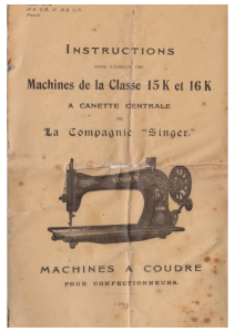 Mode d’emploi Singer 15 K Machine à coudre