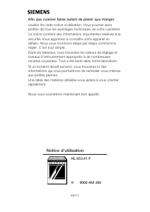Mode d’emploi Siemens HL653541F Cuisinière