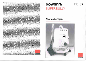 Mode d’emploi Rowenta RB-57 Superbully Aspirateur