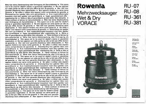 Mode d’emploi Rowenta RU-08 Vorace Aspirateur