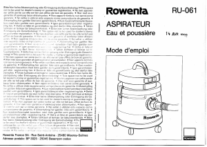 Mode d’emploi Rowenta RU-061 Aspirateur