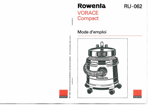 Mode d’emploi Rowenta RU-062 Vorace Aspirateur