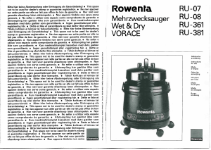 Mode d’emploi Rowenta RU-381 Vorace Aspirateur