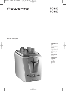 Mode d’emploi Rowenta TO 800 Grille pain