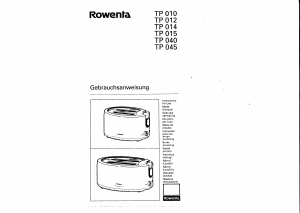 Mode d’emploi Rowenta TP 010 Grille pain