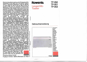 Mode d’emploi Rowenta TP 051 Grille pain