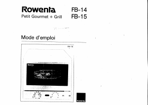 Mode d’emploi Rowenta FB-14 Four