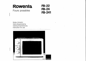 Mode d’emploi Rowenta FB-22 Four
