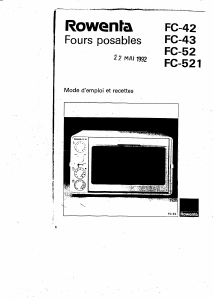 Mode d’emploi Rowenta FC-52 Four