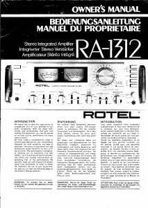 Bedienungsanleitung Rotel RA-1312 Verstärker