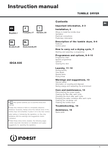 Manuale Indesit IDCA 835 Asciugatrice