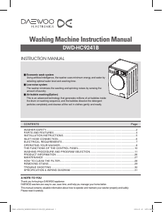 Handleiding Daewoo DWD-HC9241B Wasmachine