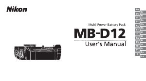 Käyttöohje Nikon MB-D12 Akkukahva