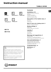 Manual Indesit IDV 75 S Dryer